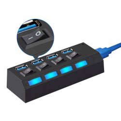ROZGAŁĘŹNIK z włącznikiem rozdzielacz portów HUB na USB 4x usb 3.0