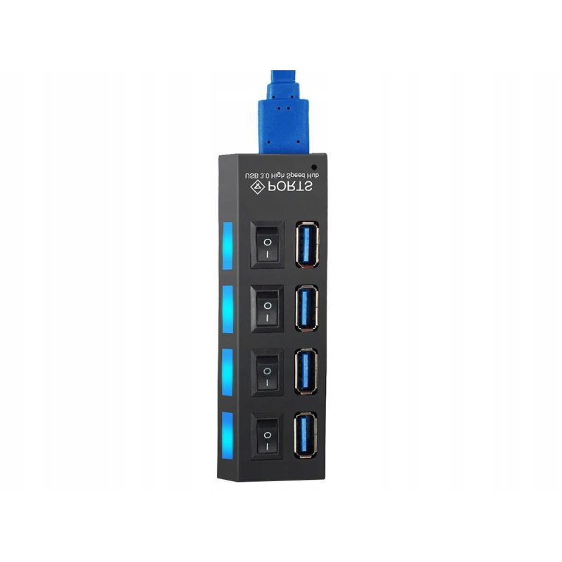 ROZGAŁĘŹNIK z włącznikiem rozdzielacz portów HUB na USB 4x usb 3.0
