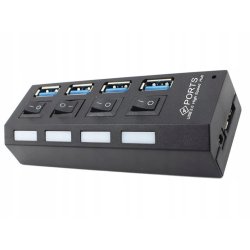 ROZGAŁĘŹNIK z włącznikiem rozdzielacz portów HUB na USB 4x usb 3.0