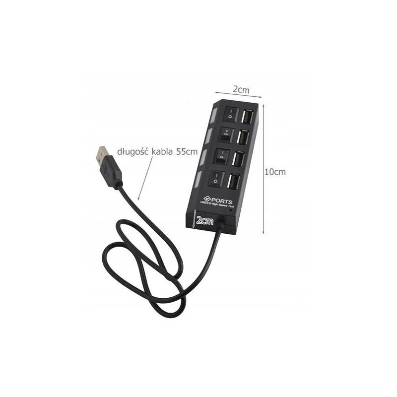 ROZGAŁĘŹNIK z włącznikiem rozdzielacz portów HUB na USB 4x usb 3.0