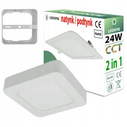 Panel LED 24W plafon 2w1 podtynk natynk barwa CCT ciepła neutralna zimna