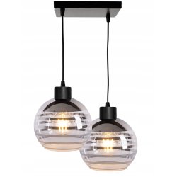 Lampa wisząca sufitowa ZWIS belka na 2x E27 szklany klosz kula paski