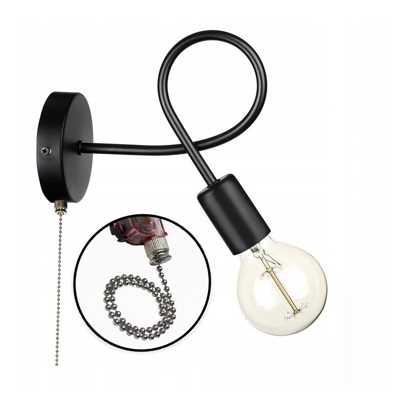 Lampa ścienna KINKIET stały LOFT 1x E27 z włącznikiem on/off łańcuszkowym