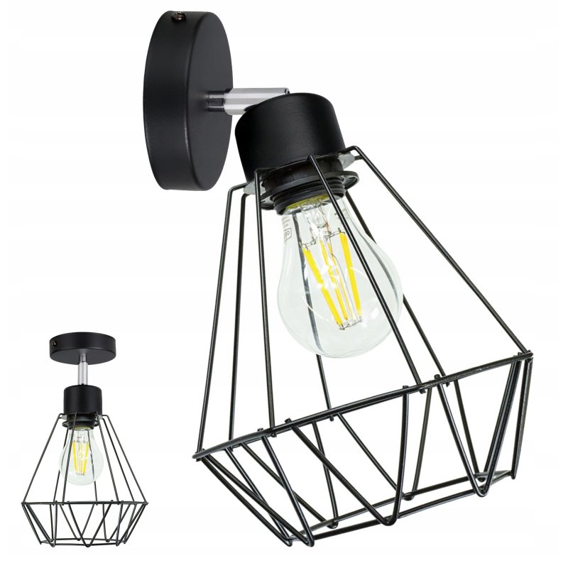 LAMPA KINKIET ŚCIENNY regulowany loft BRYLANT drut
