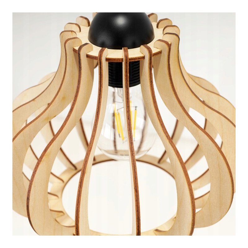 LAMPA STOJĄCA PODŁOGOWA LOFT na 1 LED E27 regulowana GIĘTA Z KLOSZEM DREWNO