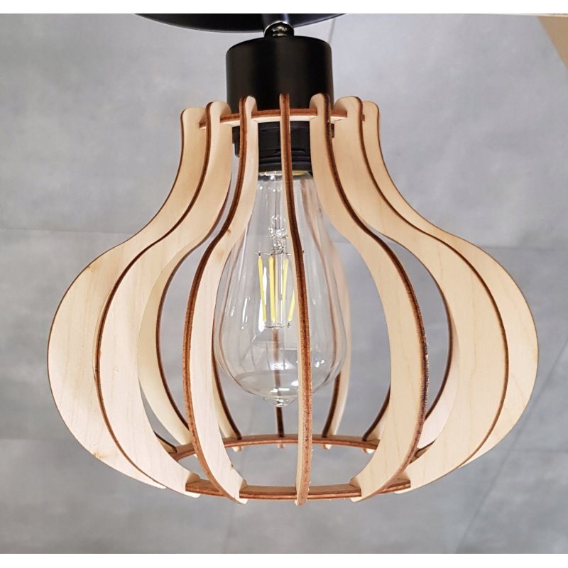 LAMPA STOJĄCA PODŁOGOWA LOFT na 1 LED E27 regulowana GIĘTA Z KLOSZEM DREWNO