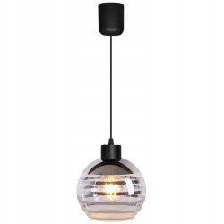 Lampa wisząca sufitowa ZWIS PCV na 1x E27 szklany klosz kula paski