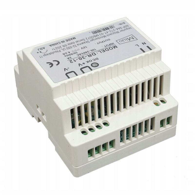 Zasilacz na szynę DIN 12V 2,5A 30W led cctv