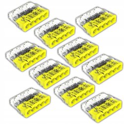 10x Szybkozłączka kostka WAGO 5-torowa na drut 5x0,5mm-2,5mm zaciskowa