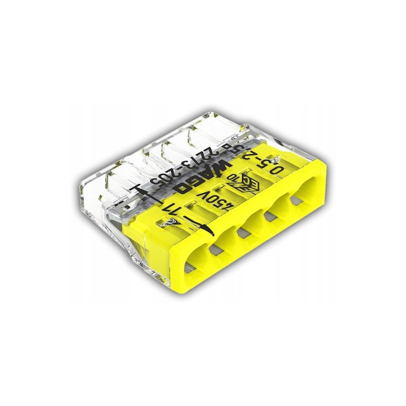 10x Szybkozłączka kostka WAGO 5-torowa na drut 5x0,5mm-2,5mm zaciskowa