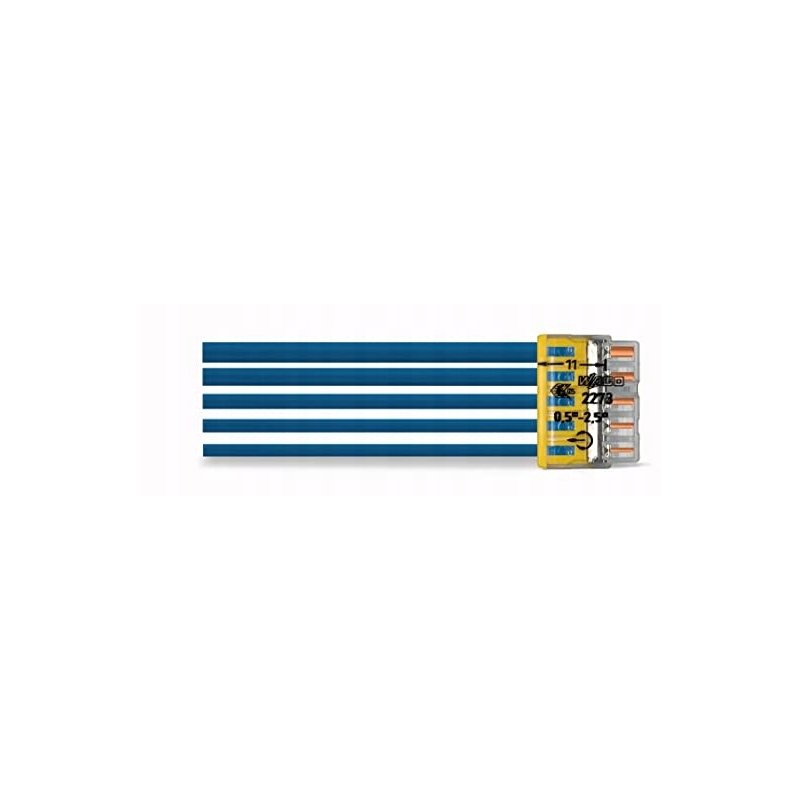 10x Szybkozłączka kostka WAGO 5-torowa na drut 5x0,5mm-2,5mm zaciskowa