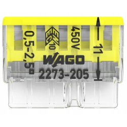 10x Szybkozłączka kostka WAGO 5-torowa na drut 5x0,5mm-2,5mm zaciskowa