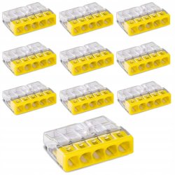 10x Szybkozłączka kostka WAGO 5-torowa na drut 5x0,5mm-2,5mm zaciskowa