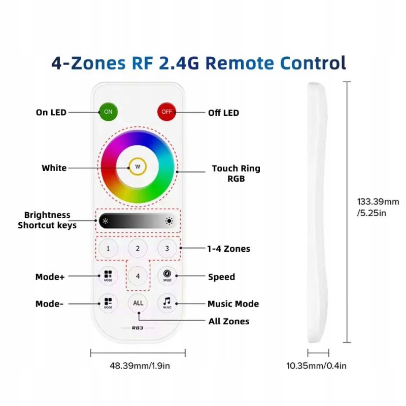 Pilot RB3 dotyk Magic CYFROWY SPRELL led cob RGB RGBW SPI PWM 5-24V music