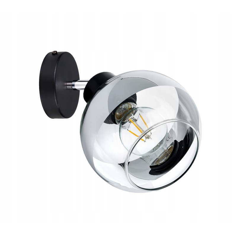LAMPA sufitowa KINKIET ścienny na E27 ruchomy LOFT szklany KULA clear chrom