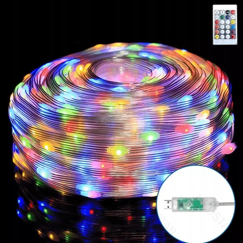 MAGICZNE LAMPKI CHOINKOWE TAŚMA LED RGB 1MLN KOLORÓW 100 LED 5m USB DC 5V