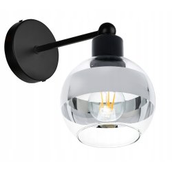LAMPA KINKIET ścienny na E27 stały LOFT szklany KULA clear chrom
