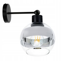 LAMPA KINKIET ścienny na E27 stały LOFT szklany KULA clear chrom