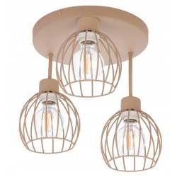 LAMPA WISZĄCA SUFITOWA PLAFON ŻYRANDOL stały KULA 3x E27 KASZMIR beż ecru