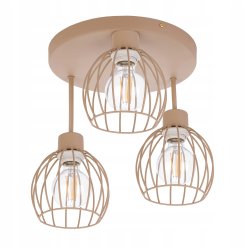 LAMPA WISZĄCA SUFITOWA PLAFON ŻYRANDOL stały KULA 3x E27 KASZMIR beż ecru