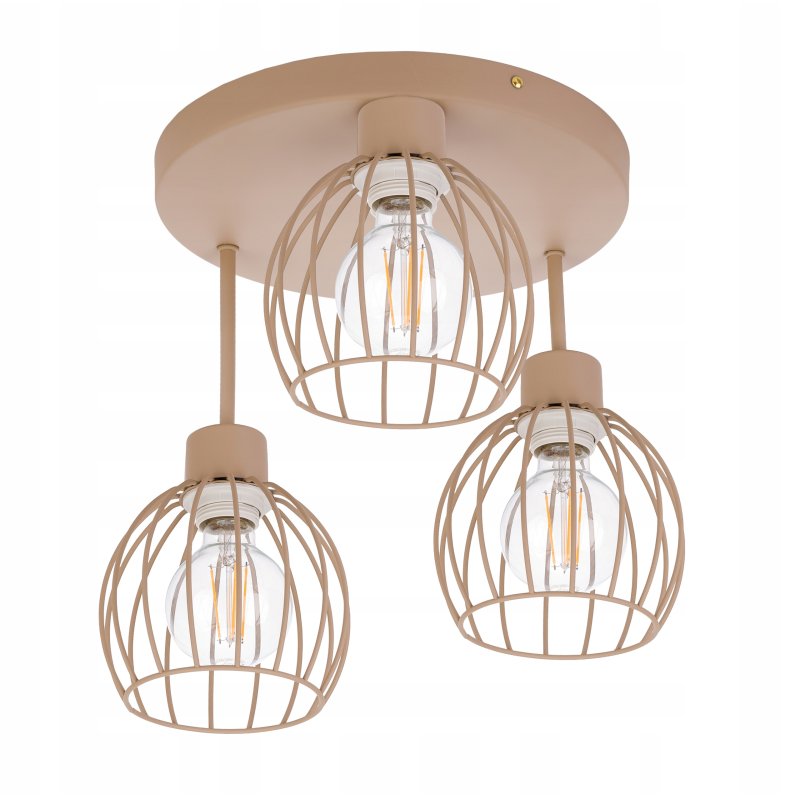 LAMPA WISZĄCA SUFITOWA PLAFON ŻYRANDOL stały KULA 3x E27 KASZMIR beż ecru