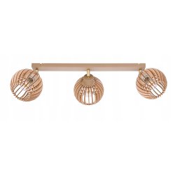 LAMPA WISZĄCA SUFITOWA PLAFON ŻYRANDOL RUCH 3x E27 KASZMIR beż klosz DREWNO