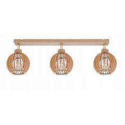 LAMPA WISZĄCA SUFITOWA PLAFON ŻYRANDOL RUCH 3x E27 KASZMIR beż klosz DREWNO