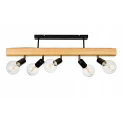 LAMPA drewniana belka wisząca sufitowa ŻYRANDOL PLAFON LOFT CZARNY na 5 E27