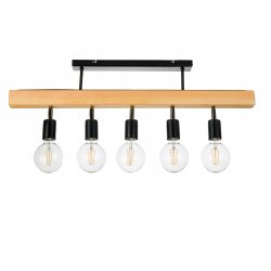 LAMPA drewniana belka wisząca sufitowa ŻYRANDOL PLAFON LOFT CZARNY na 5 E27
