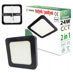 Panel LED 24W plafon 2w1 podtynk natynk barwa CCT ciepła neutralna zimna