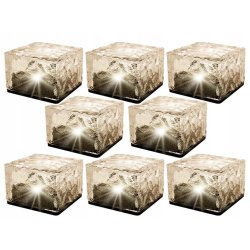 8x Lampa Solarna Ogrodowe KOSTKA LODU 7cm Najazdowa Gruntowa Solar LED NW