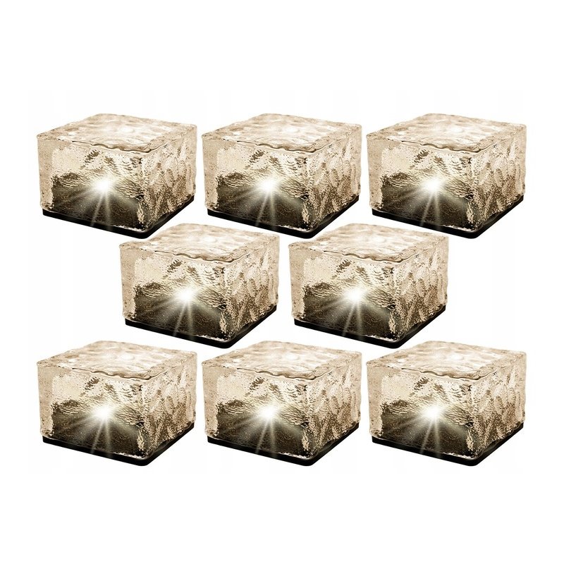 8x Lampa Solarna Ogrodowe KOSTKA LODU 7cm Najazdowa Gruntowa Solar LED NW