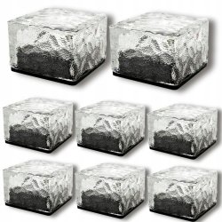 8x Lampa Solarna Ogrodowe KOSTKA LODU 7cm Najazdowa Gruntowa Solar LED NW