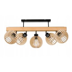 LAMPA drewniana belka sufitowa ŻYRANDOL PLAFON LOFT CZARNY na 5x KLOSZ E27
