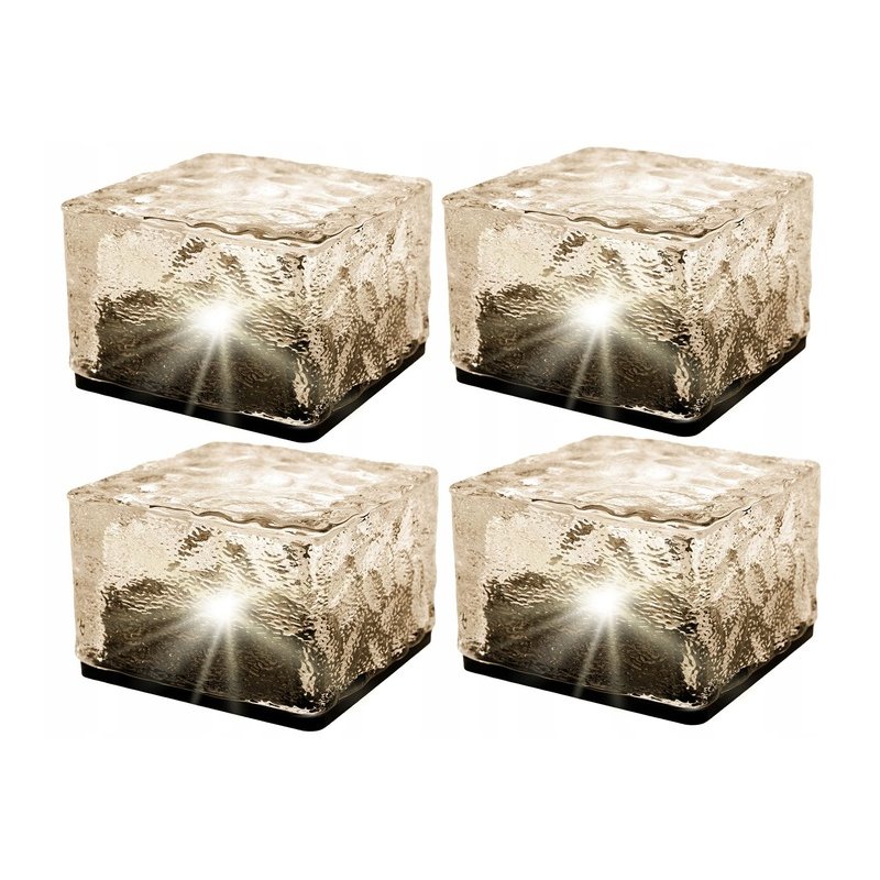 4x Lampa Solarna Ogrodowe KOSTKA LODU 7cm Najazdowa Gruntowa Solar LED NW