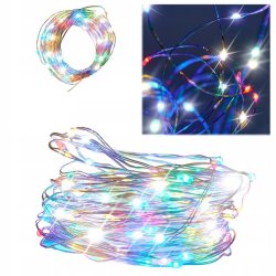 Lampki choinkowe RGB sznur DRUCIK 40 LED 4m kolorowe na baterię CR2032