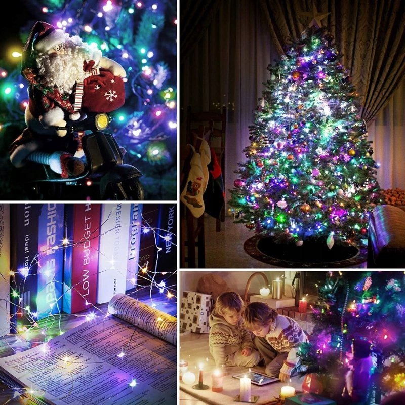 Lampki choinkowe RGB sznur DRUCIK 40 LED 4m kolorowe na baterię CR2032
