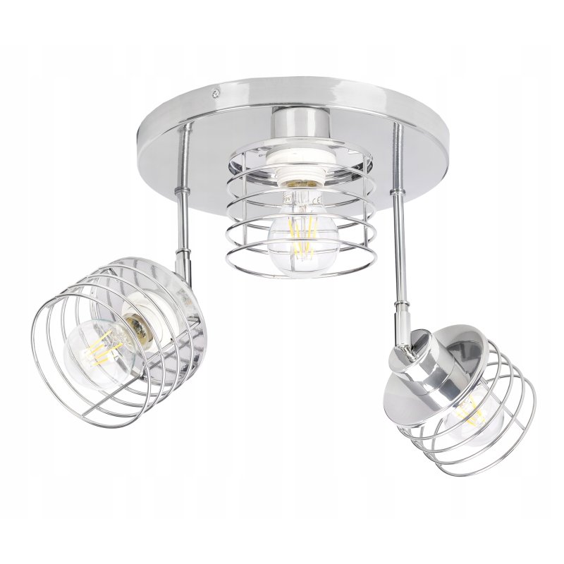 Klosz drut metal lamp na E27 loft sprężyna chrom