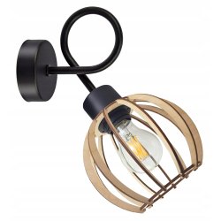 LAMPA KINKIET E27 ścienny stały loft KULA Drewno