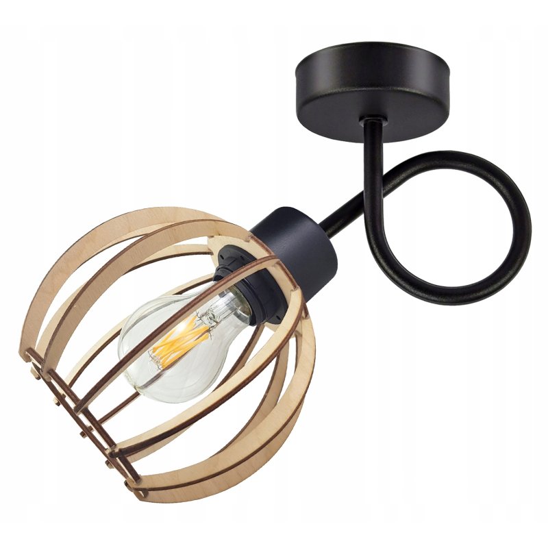 LAMPA KINKIET E27 ścienny stały loft KULA Drewno