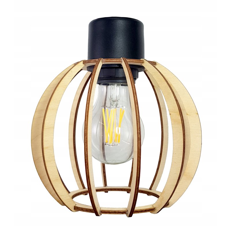 LAMPA KINKIET E27 ścienny stały loft KULA Drewno