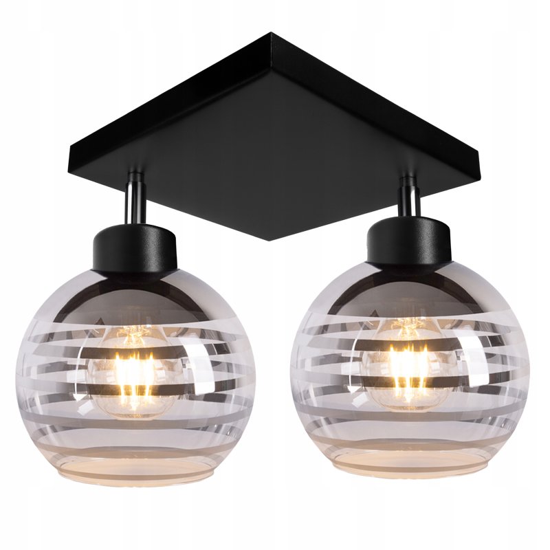 Lampa sufitowa wisząca PALFON regulowany na 2x E27 klosz szklana kula paski