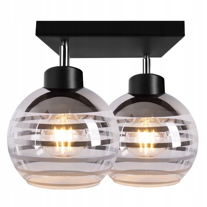 Lampa sufitowa wisząca PALFON regulowany na 2x E27 klosz szklana kula paski
