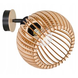 Lampa sufitowa KINKIET ścienny regulowany LOFT klosz kula 36 Drewno na E27