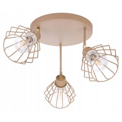 LAMPA WISZĄCA SUFITOWA PLAFON ŻYRANDOL RUCH BRYLANT 3x E27 KASZMIR beż ecru