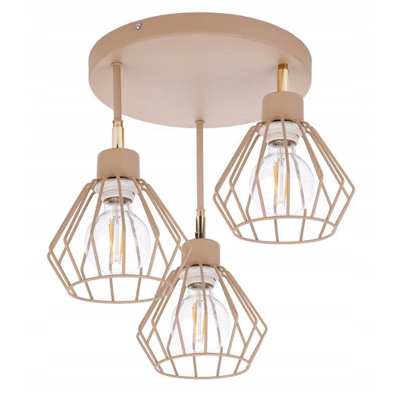 LAMPA WISZĄCA SUFITOWA PLAFON ŻYRANDOL RUCH BRYLANT 3x E27 KASZMIR beż ecru