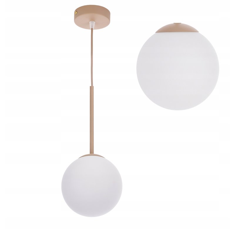 LAMPA WISZĄCA ZWIS ŻYRANDOL SUFIT SZKLANY KLOSZ KULA KASZMIR beż ecru beige