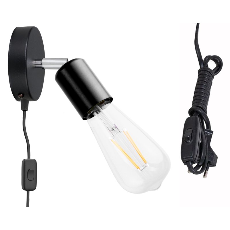 Lampa ścienna KINKIET ruchomy LOFT 1x E27 z włącznikiem on/off na kablu