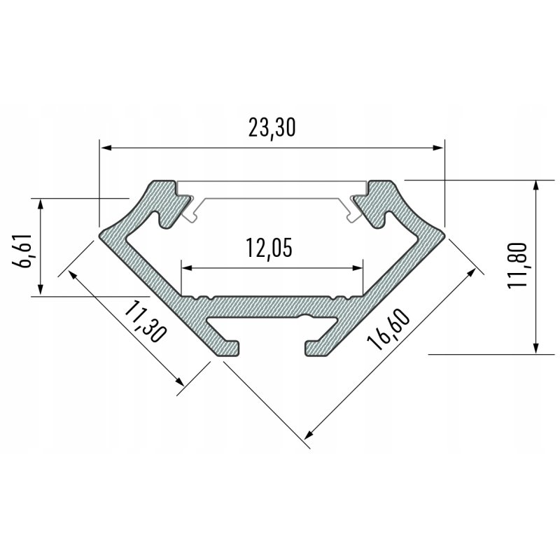 2mb Profil LED C aluminiowy KĄTOWY NAROŻNY SREBRNY