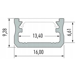 2mb Profil LED A aluminiowy NAWIERZCHNIOWY surowy